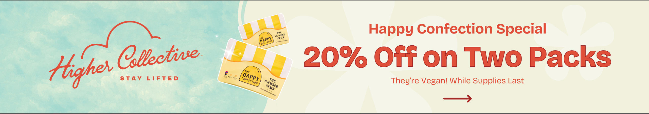 Cannabis Promo, Cannabis Sales, Cannabis Discounts, Cannabis on Sale, 20% Off Two Or More Happy Confection Gummies