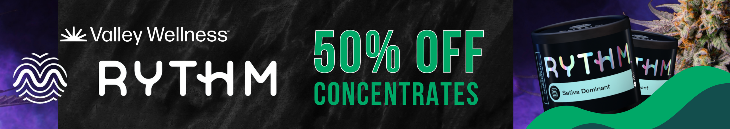 Cannabis Promo, Cannabis Sales, Cannabis Discounts, Cannabis on Sale, 50% off Select Rythm Concentrates!