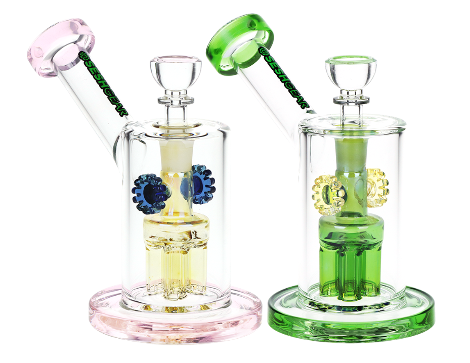 Steampunk Gears Fumed Perc Glass Water Pipe