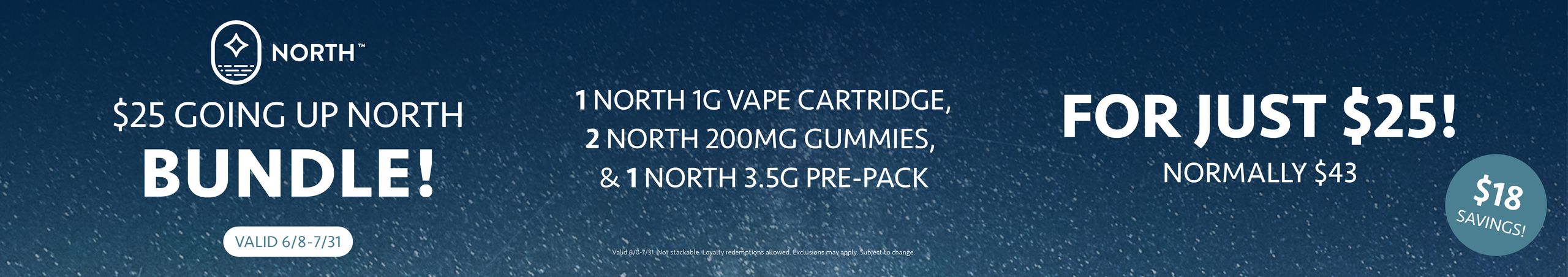 Cannabis Promo, Cannabis Sales, Cannabis Discounts, Cannabis on Sale, $25 North Bundle: (1) Vape Cart, (2) 200mg Gummies, (1) 8th