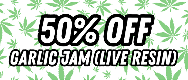Cannabis Promo, Cannabis Sales, Cannabis Discounts, Cannabis on Sale, 50% OFF GARLIC JAM (LIVE RESIN) DISPOSABLE