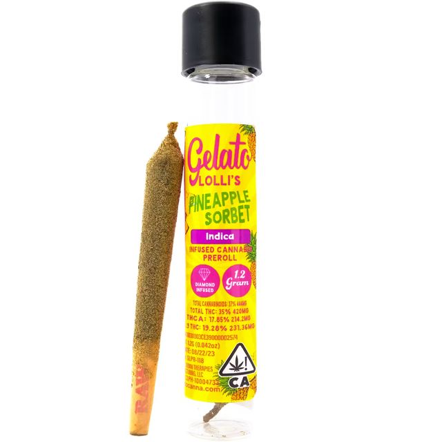 Pineapple Sorbet Lolli's Diamond Infused Pre-Roll Gelato