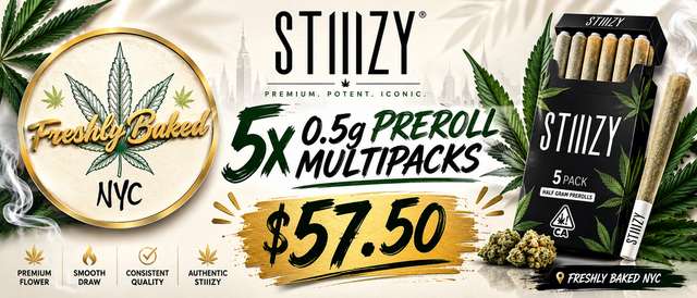 Cannabis Promo, Cannabis Sales, Cannabis Values, Cannabis on Sale, STIIIZY 5x 0.5g Prerolls $57.50