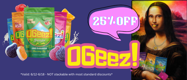 Cannabis Promo, Cannabis Sales, Cannabis Discounts, Cannabis on Sale, Ogeez Edibles 25% Off