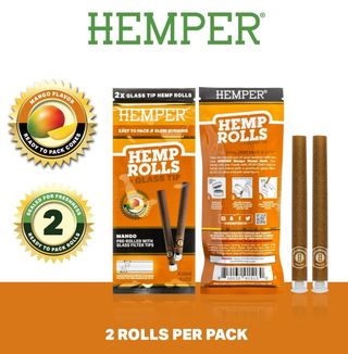 HEMPER Mango Flavored Rolls with Glass Filter Tips – 2-Pack Hemper
