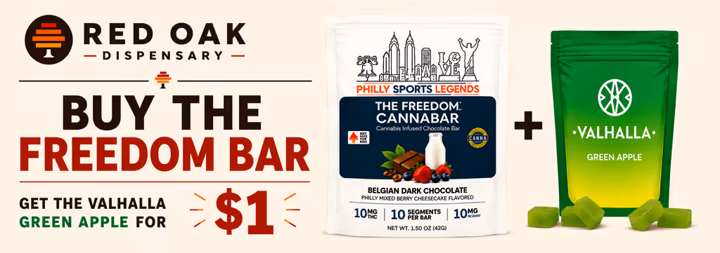 Cannabis Promo, Cannabis Sales, Cannabis Discounts, Cannabis on Sale, Buy Freedom Bar, Get Green Apple Gummies $1