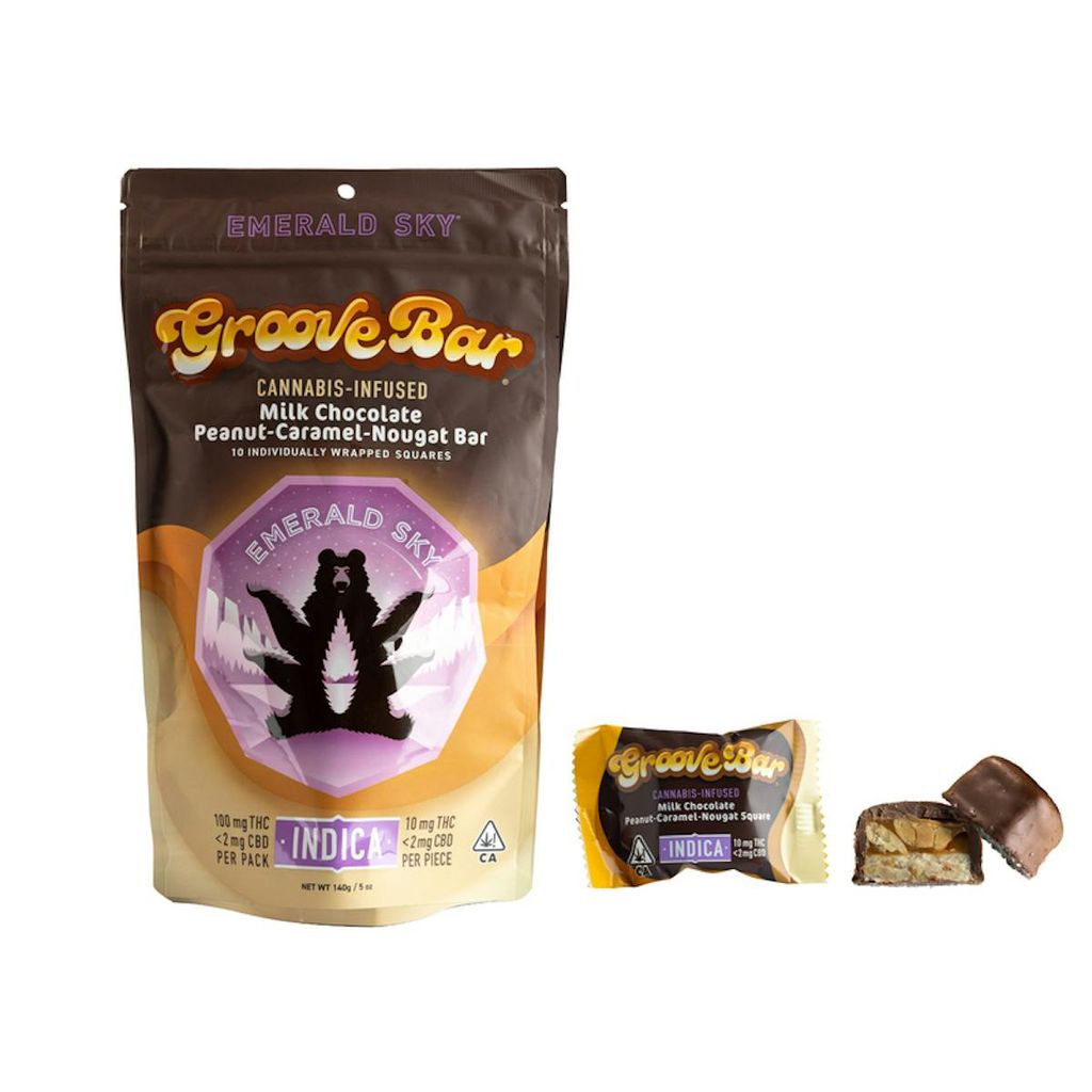 Emerald Sky: Indica GrooveBar Milk Chocolate Peanut-Caramel - 100mg