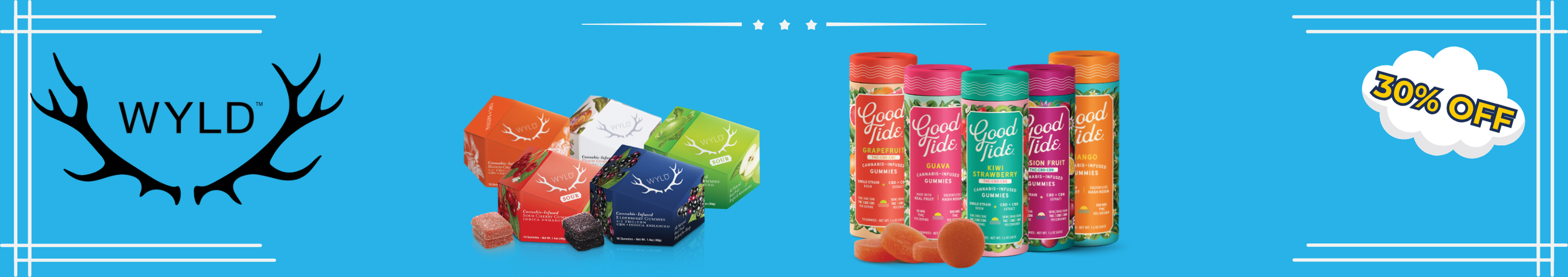 Cannabis Promo, Cannabis Sales, Cannabis Discounts, Cannabis on Sale, 30% Off Wyld & Good Tide
