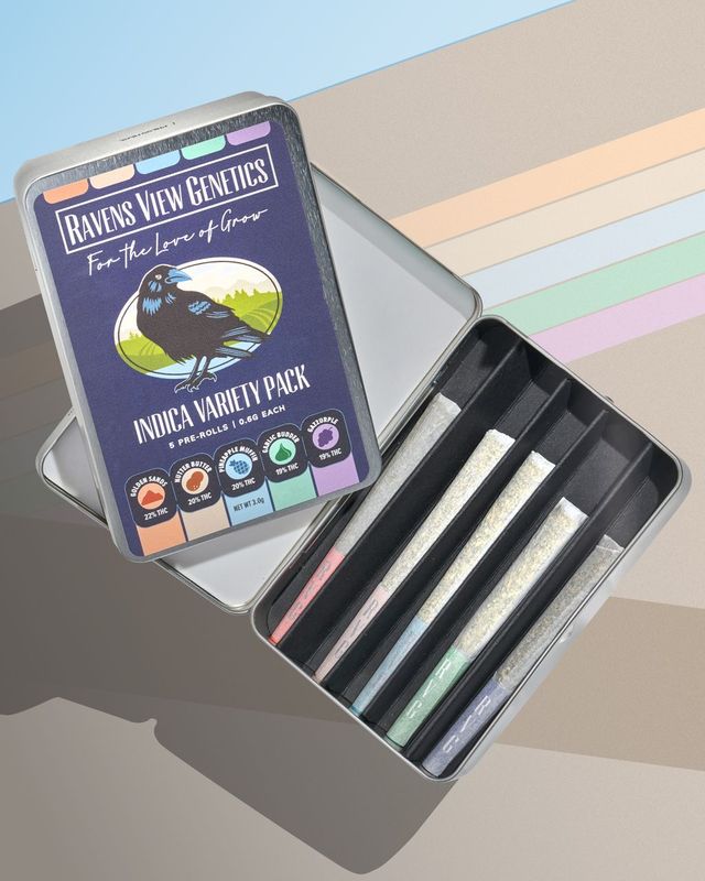  5-pk of .6g Pre-Rolls | Indica Variety Pack Raven's View Genetic