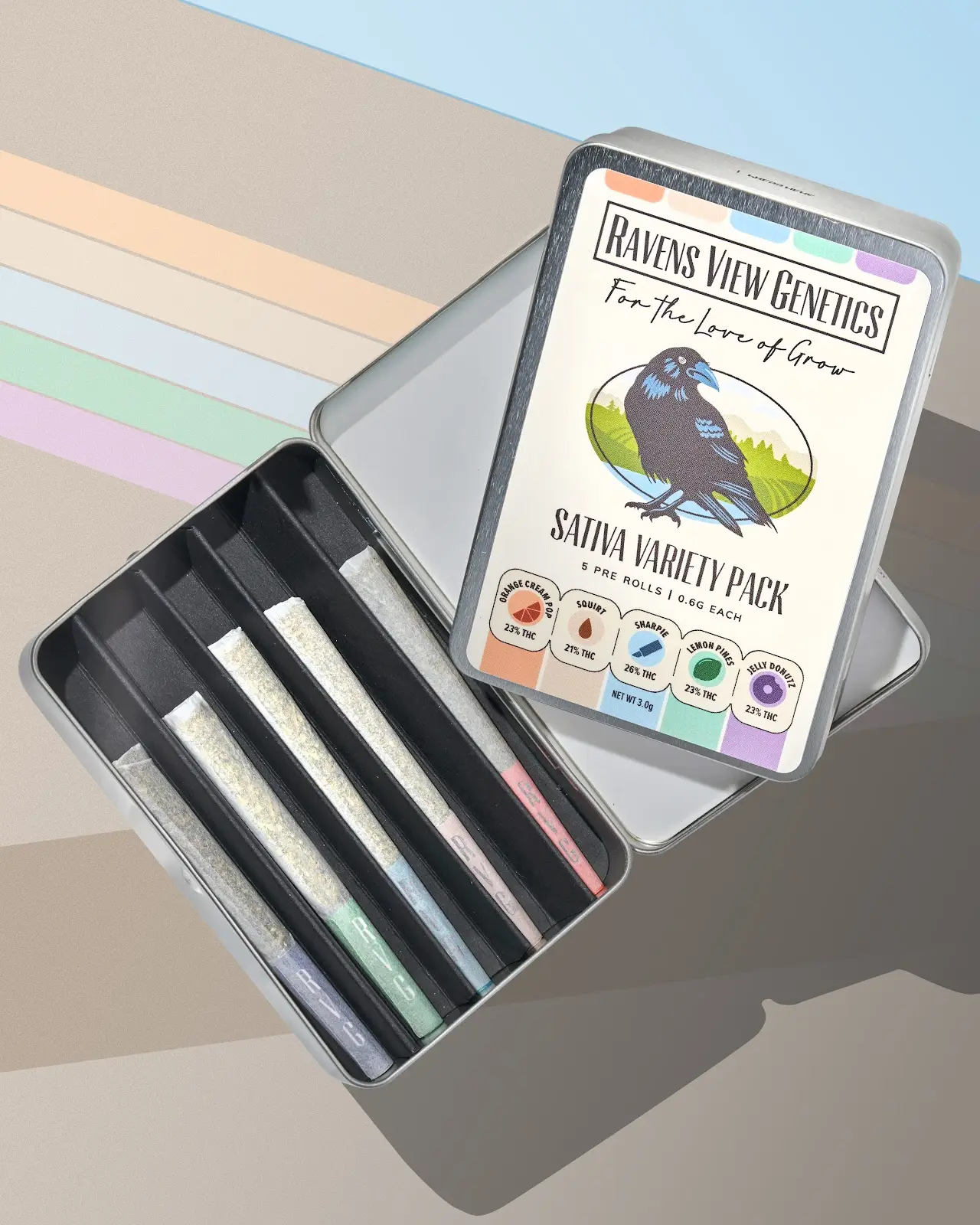  5-pk of .6g Pre-Rolls | Sativa Variety Pack Raven's View Genetic