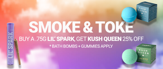 Cannabis Promo, Cannabis Sales, Cannabis Discounts, Cannabis on Sale, Soak N Toke BOGO 25%