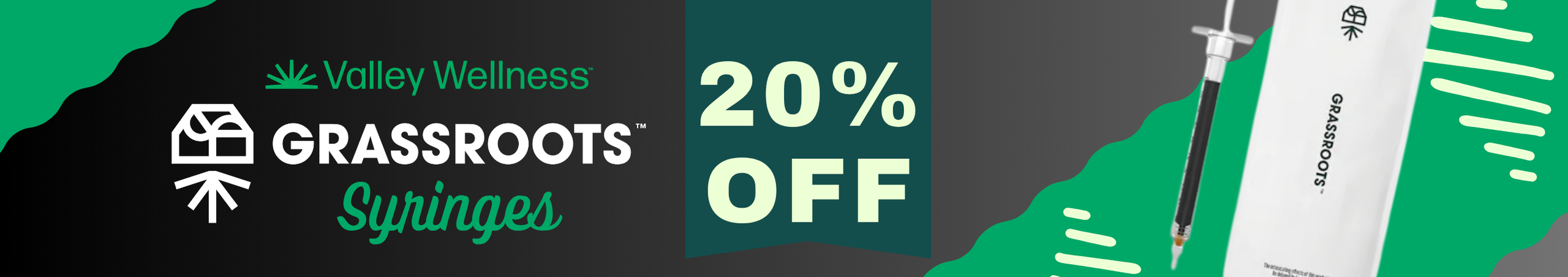Cannabis Promo, Cannabis Sales, Cannabis Discounts, Cannabis on Sale, 20% off Grassroots Syringes