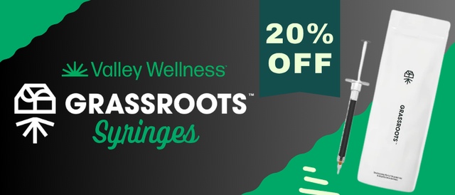 Cannabis Promo, Cannabis Sales, Cannabis Discounts, Cannabis on Sale, 20% off Grassroots Syringes