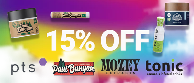 Cannabis Promo, Cannabis Sales, Cannabis Discounts, Cannabis on Sale, PTS Weekly 15%
