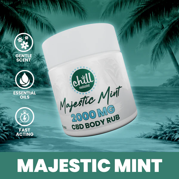 Majestic Mint Maxx 1000mg THC : 1000mg CBD Body rub  Chill Medicated 