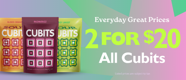 Cannabis Promo, Cannabis Sales, Cannabis Discounts, Cannabis on Sale, 2 for $20 (100mg) Cubits