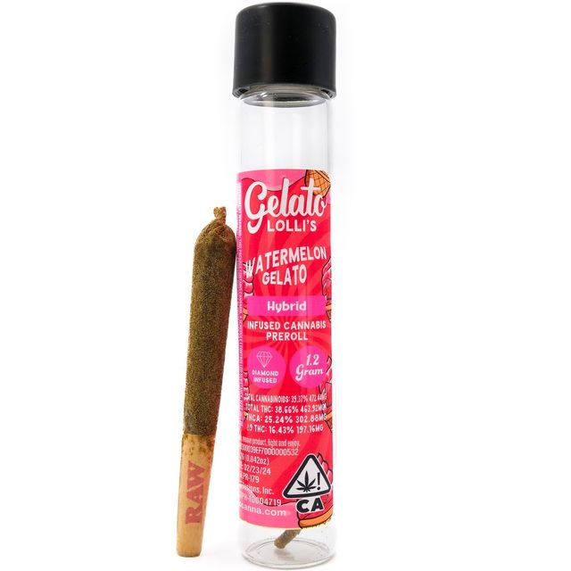 Watermelon Gelato Lolli's Diamond Infused Pre-Roll Gelato