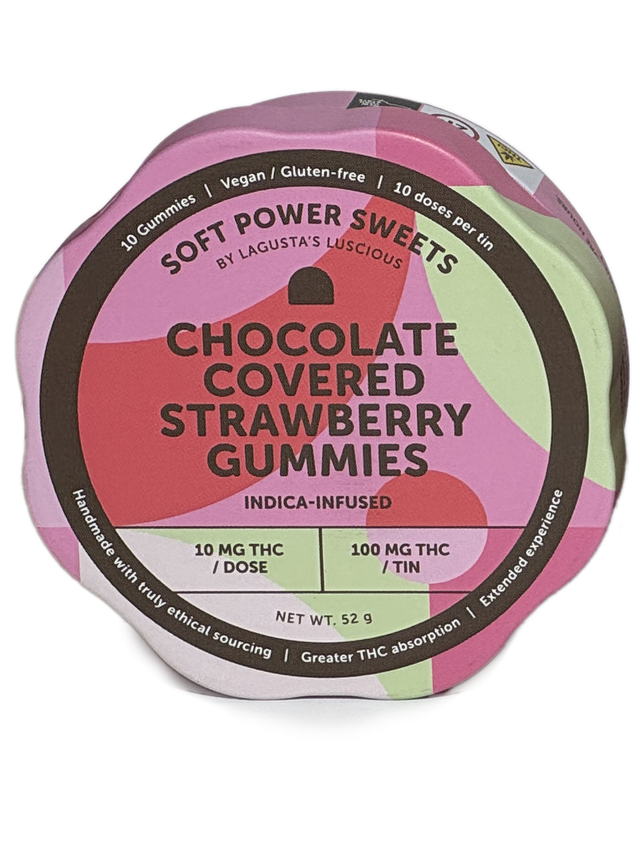 Strawberry 100mg Chocolate Covered Gummies Soft Power Sweets