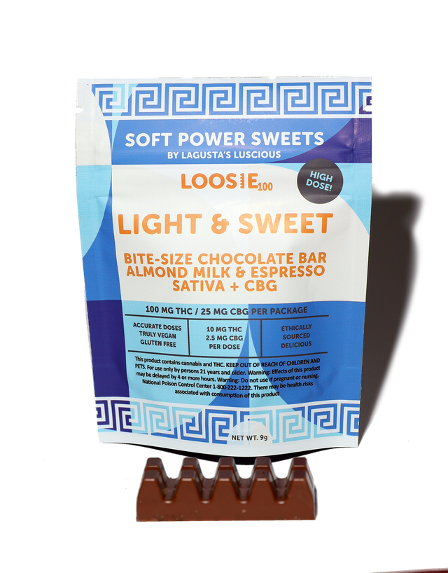 Light and Sweet 4:1 THC:CBG 100mg Bite Size Chocolate Bar Soft Power Sweets