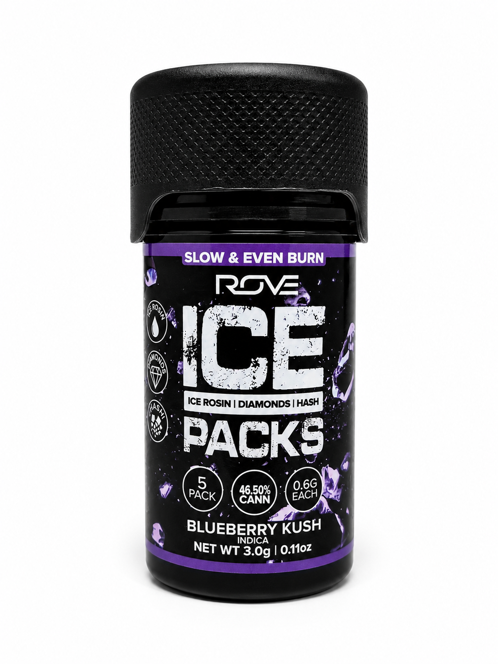Rove Blueberry Kush Ice Packs Triple Infused Pre-Roll Pack 5pk - 2.5g 0.6geach | 5pk