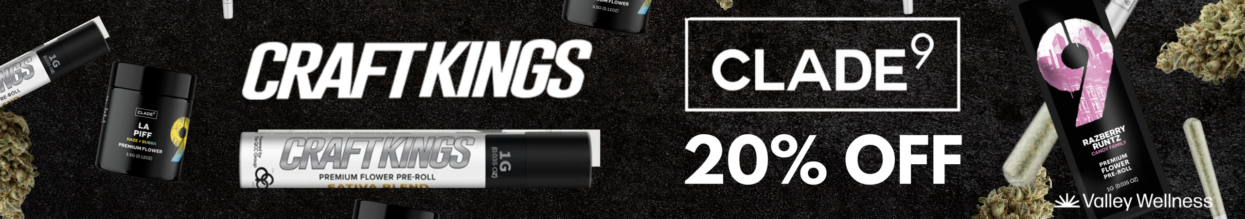 Cannabis Promo, Cannabis Sales, Cannabis Discounts, Cannabis on Sale, 20% Off Clade 9 & Craft Kings!