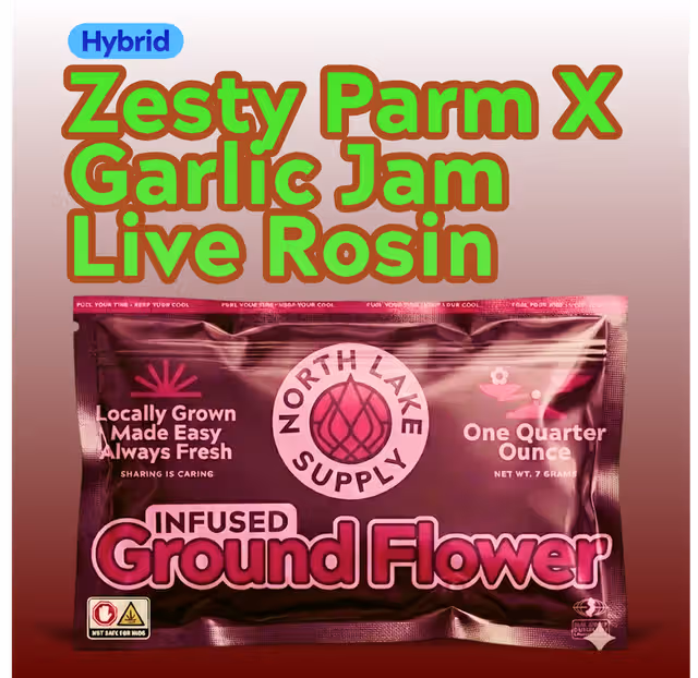Zesty Parm x Garlic Jam | Live Rosin Infused | North Lake Supply Zesty Parm x Garlic Jam | Live Rosin Infused | North Lake Supply