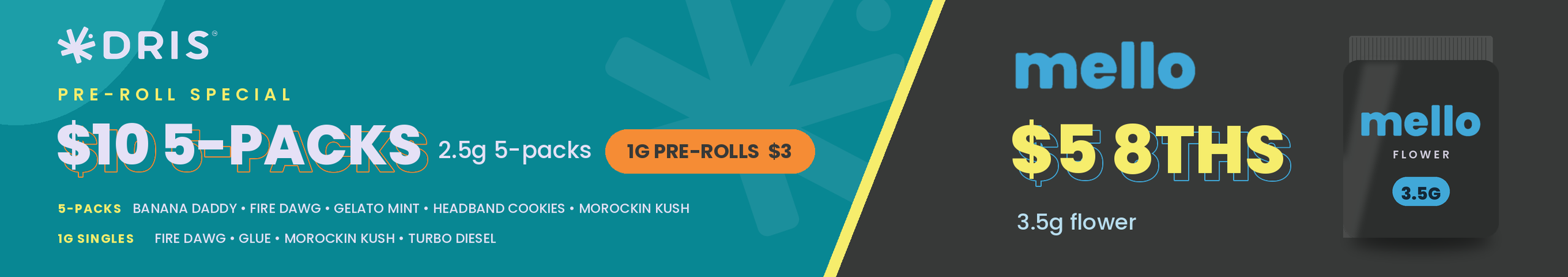 Cannabis Promo, Cannabis Sales, Cannabis Discounts, Cannabis on Sale, AMP and mello Spotlight