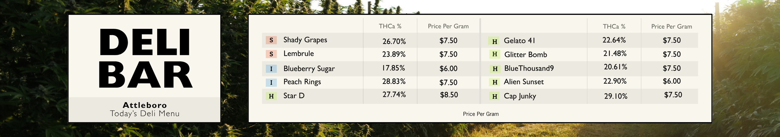 Cannabis Promo, Cannabis Sales, Cannabis Discounts, Cannabis on Sale, Deli Banner