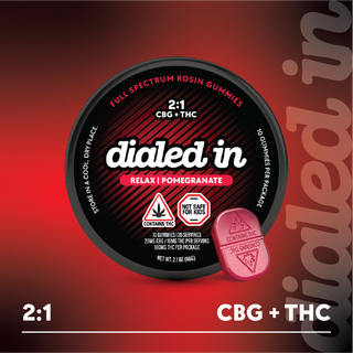 Relax Pomegrante 2:1 THC:CBG Rosin Gummies Dialed In Gummies