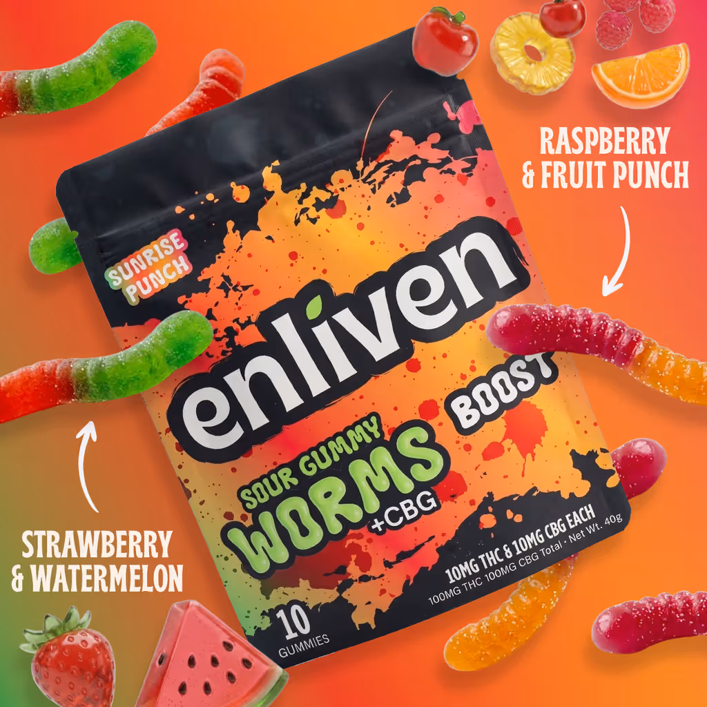 Sour Gummy Worms Boost 1:1 CBG Enliven