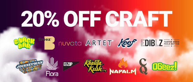 Cannabis Promo, Cannabis Sales, Cannabis Discounts, Cannabis on Sale, Craft Week 20%
