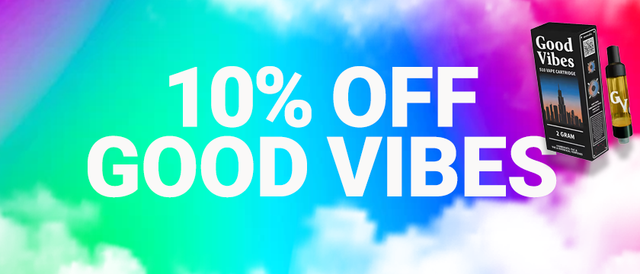 Cannabis Promo, Cannabis Sales, Cannabis Discounts, Cannabis on Sale, Good Vibes 10%