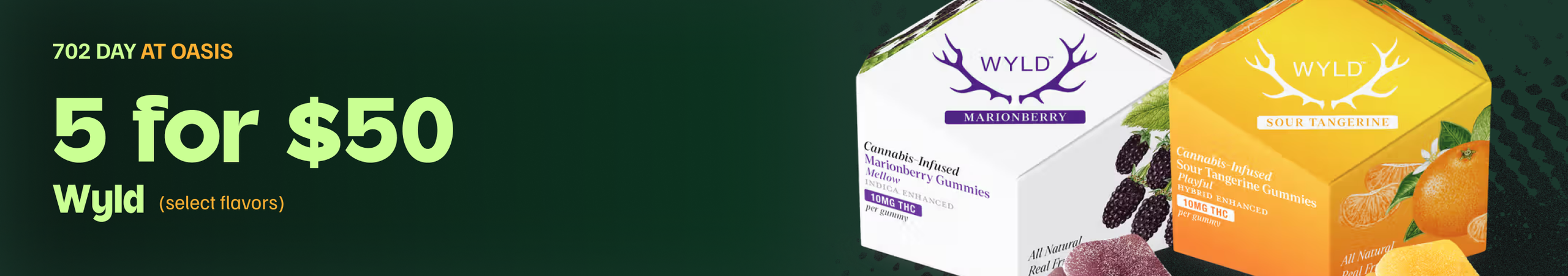Cannabis Promo, Cannabis Sales, Cannabis Discounts, Cannabis on Sale, 5 for $50 Wyld