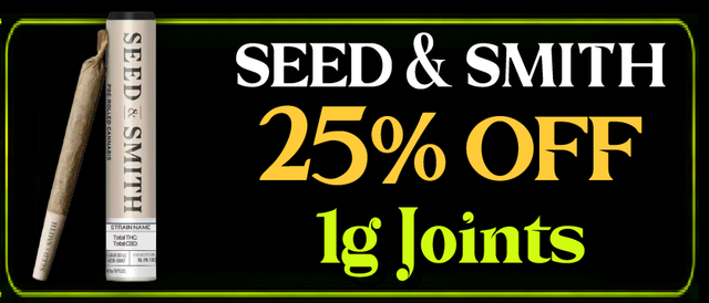 Cannabis Promo, Cannabis Sales, Cannabis Discounts, Cannabis on Sale, Seed & Smith 1g Joint — 25% off