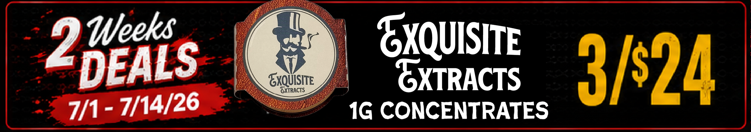 Cannabis Promo, Cannabis Sales, Cannabis Discounts, Cannabis on Sale, Exquisite Extracts 1g concentrates — 3/$24