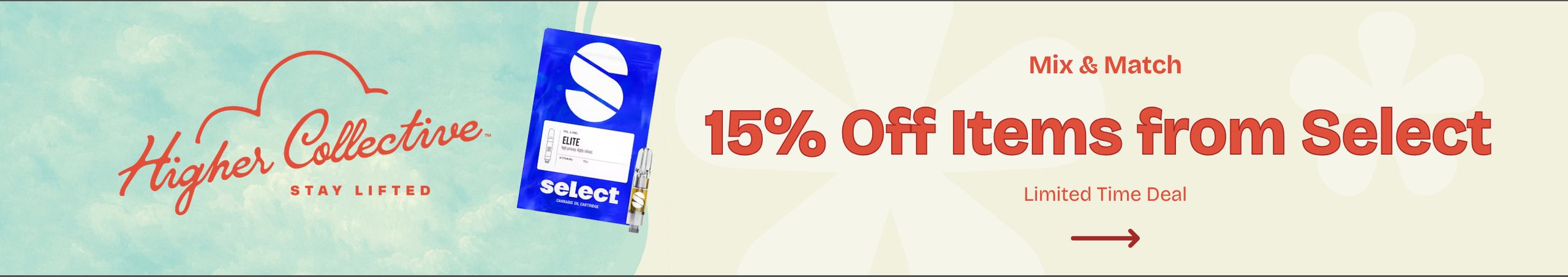 Cannabis Promo, Cannabis Sales, Cannabis Discounts, Cannabis on Sale, 15% Off Select