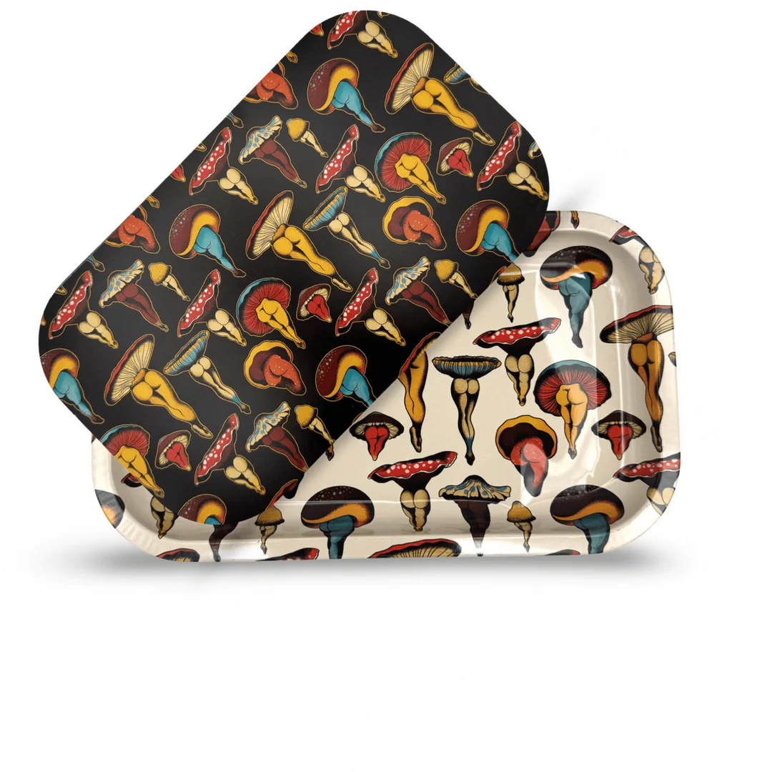 Rolling Tray with Magnetic Cover - Shroom Booties by Cecilia Granata ZZZ's