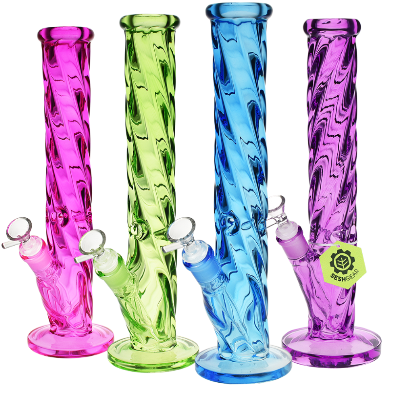 Slick Spiral Straight Tube Glass Water Pipe