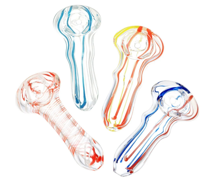 Sada Bold Color Stripe Clear Glass Hand Pipe