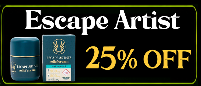 Cannabis Promo, Cannabis Sales, Cannabis Discounts, Cannabis on Sale, Escape Artist Topicals — 25% off