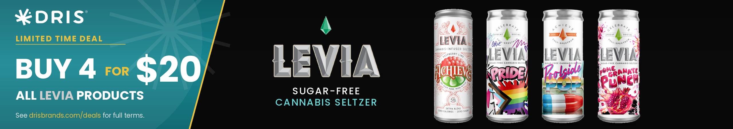 Cannabis Promo, Cannabis Sales, Cannabis Discounts, Cannabis on Sale, Levia 4 for $20
