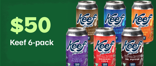 Cannabis Promo, Cannabis Sales, Cannabis Discounts, Cannabis on Sale, $50 Keef 6-Pack