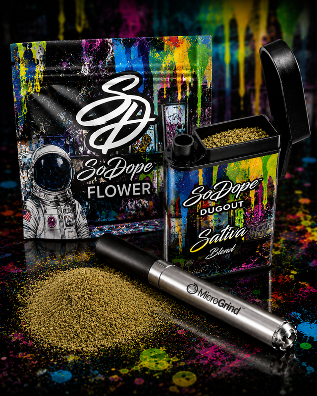 Sativa Blend Dugout 3.5g Ground Flower in One Hitter Box So Dope Sativa Blend Dugout 3.5g Ground Flower in One Hitter Box So Dope