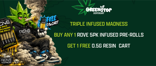 Cannabis Promo, Cannabis Sales, Cannabis Discounts, Cannabis on Sale, Rove Triple-Infused Pre-Roll Bundle + Free 510 Cart Gift