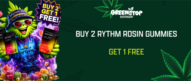 Cannabis Promo, Cannabis Sales, Cannabis Discounts, Cannabis on Sale, Buy 2 RYTHM Rosin Gummies, Get 1 FREE