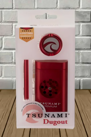 Premium Magnetic Dugout W/ Grinder - Red Tsunami Premium Magnetic Dugout W/ Grinder - Red Tsunami