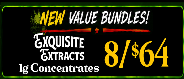 Cannabis Promo, Cannabis Sales, Cannabis Discounts, Cannabis on Sale, EXQUISITE EXTRACTS 1G CONCENTRATES — 8/$64