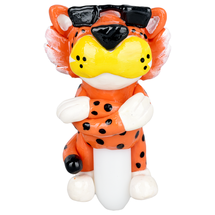 Cheezy Cheetah 3D Painted Glass Spoon Pipe