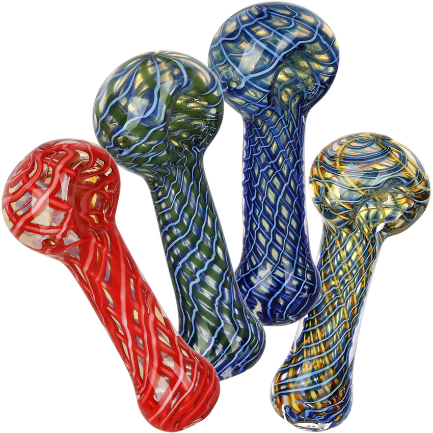 Netted Spirals Glass Spoon Pipe