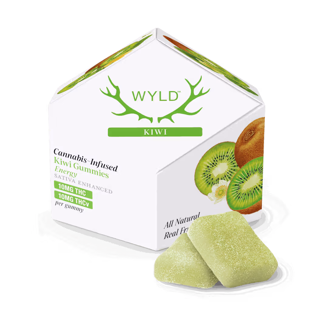 WYLD | Kiwi 1:1 THCv + Enhanced Gummies | 100mg | 10ct | 10mg/ea WYLD
